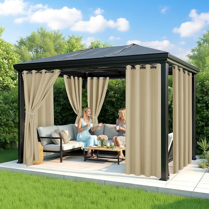 Outdoor Curtains for Patio Waterproof, 6 Drape Panels | Privacy & Weatherproof - Image 4