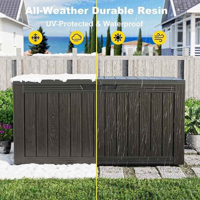 90 Gallon Waterproof Resin Outdoor Storage Box, Lockable Deck Storage Container - Image 6