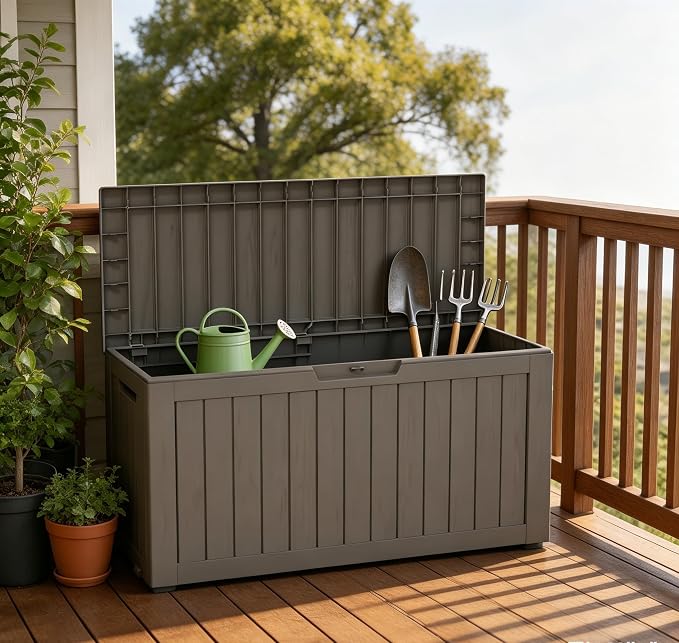 260 Gallon Resin Deck Box, Outdoor Toy Storage Box, Package Delivery Box - Image 7