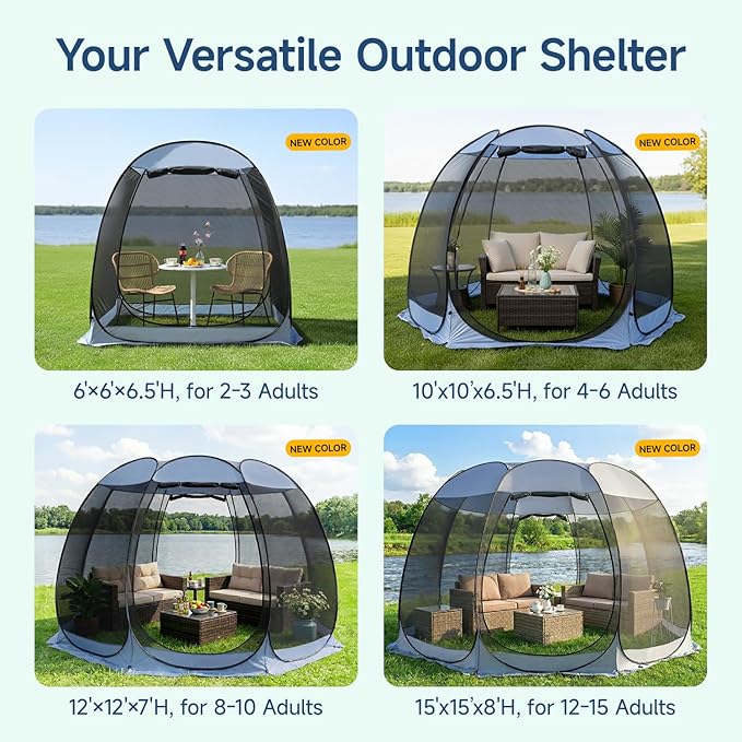 Alvantor Pop Up Screen House Tent, Instant Outdoor Gazebo - Image 6