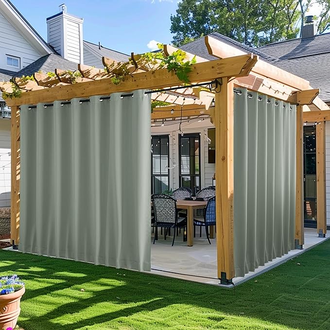 NICETOWN Gazebo Curtains Outdoor Waterproof W100 x L84 in Sage Green | by NICETOWN