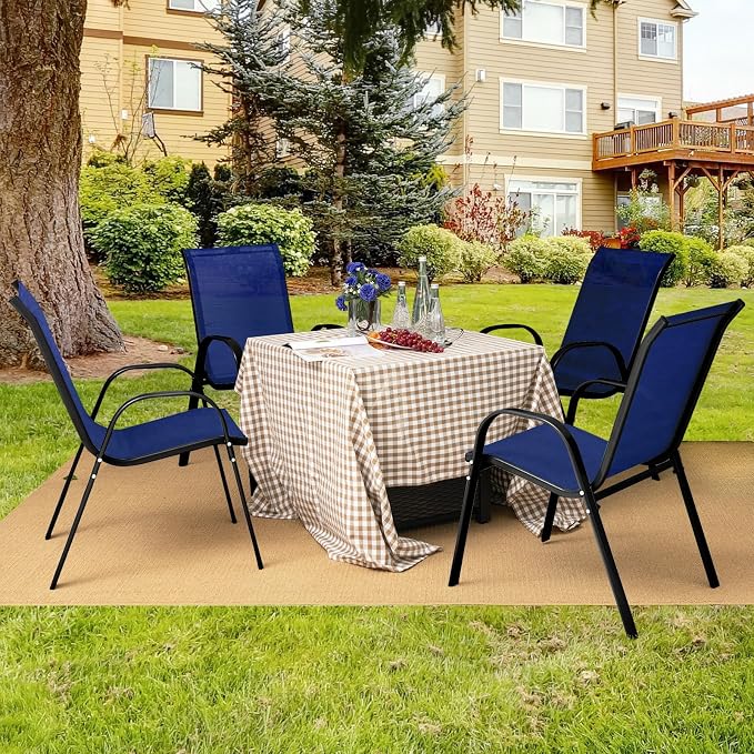 Giantex Patio Chairs Set of 2, Stackable Outdoor Dining Chairs - Image 2