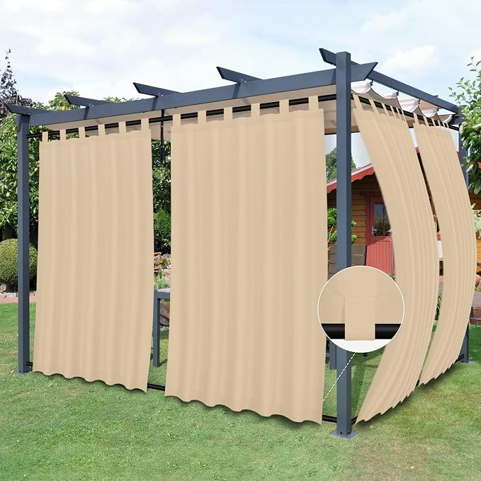 Easy-Going Outdoor Patio Curtains 2 Panels, 54x108 inch, Porch and Pergola by Easy-Going
