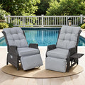 2 Pieces Outdoor Recliner with Adjustable Backrest and Footrest, Light Grey | by COMLAXFIELD