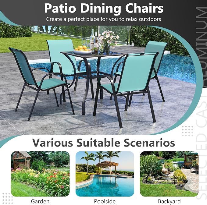 Giantex Patio Chairs Set of 2, Stackable Outdoor Dining Chairs - Image 8