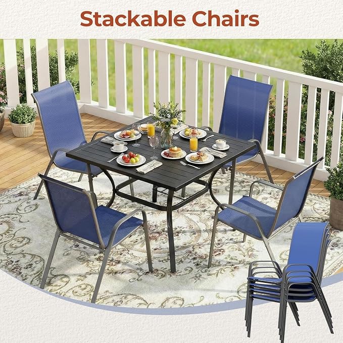TLSUNNY Patio Chair, Outdoor Stackable Textilene Chairs Set of 4, - Image 8