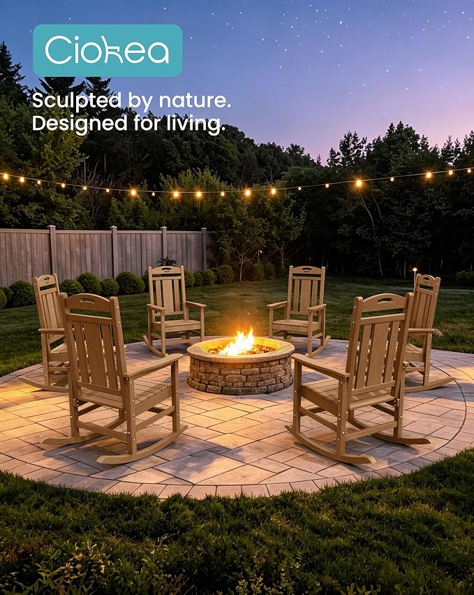 Oversized Outdoor Rocking Chairs Set of 6, 380lbs Heavy-Duty Large Patio Rocker - Image 4