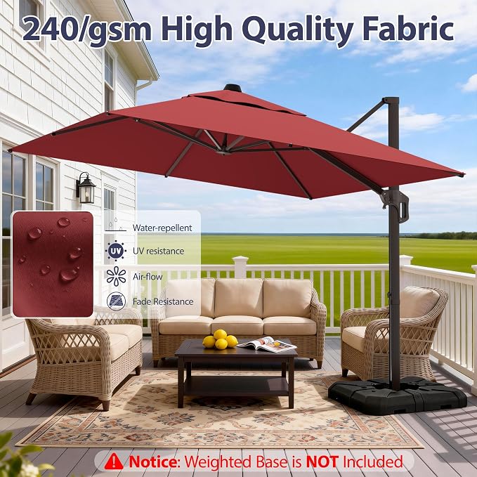 10' X 10' Patio Umbrella Cantilever Outdoor Rectangle Umbrella - Image 6