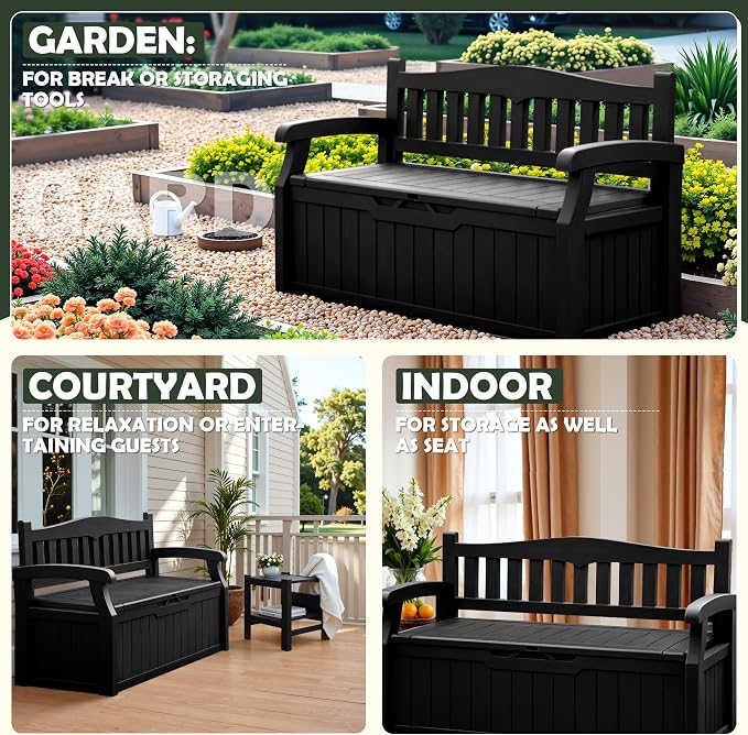 Flamaker 80 Gallon Storage Bench, Deck Box - Image 4