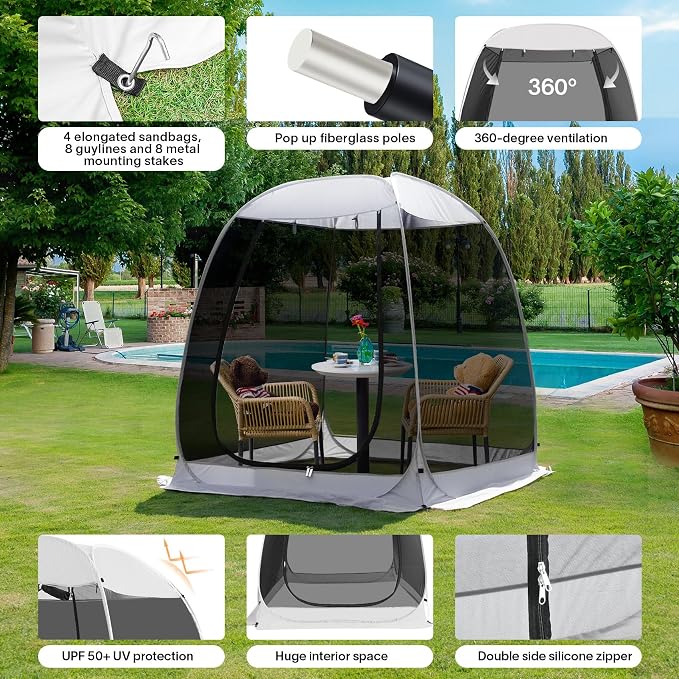 Alvantor Pop Up Screen House Tent, Instant Outdoor Gazebo - Image 4