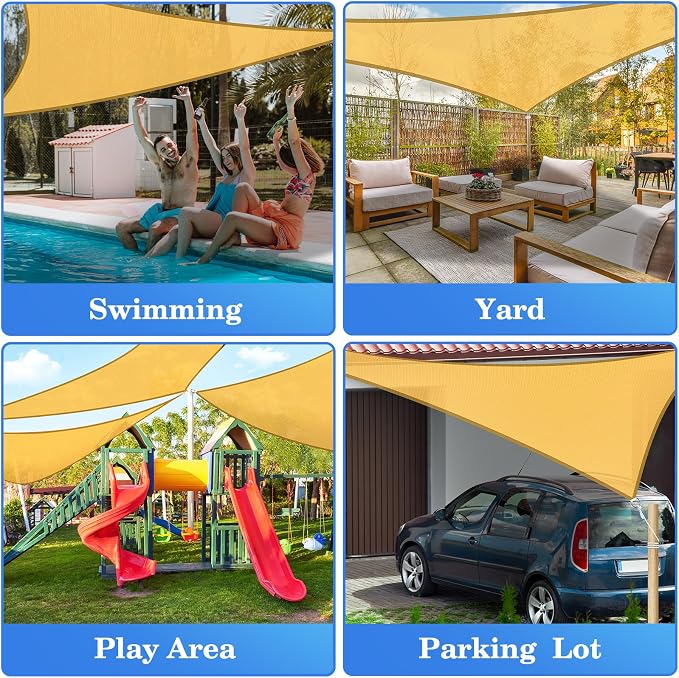 HappyTrends Sun Shades Outdoor Patio, Shade Sail UV Protection Beach Canopy | - Image 7