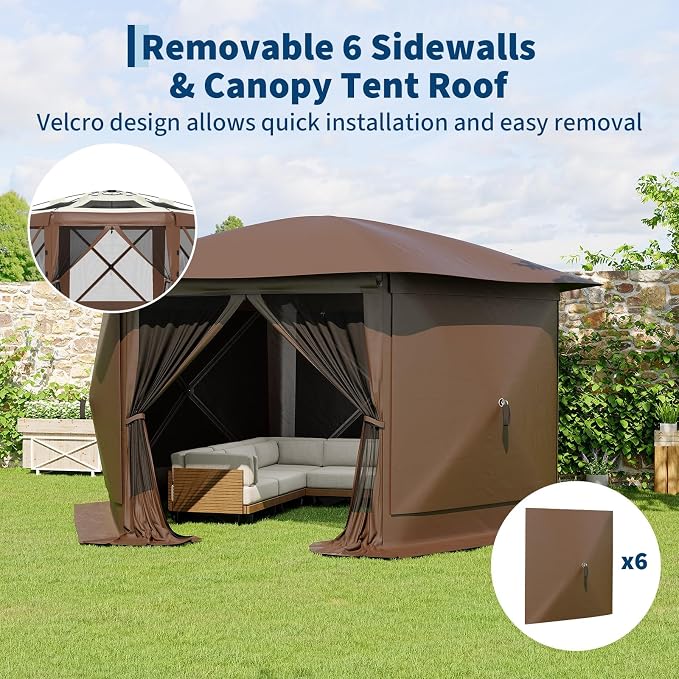 13FT Pop-Up Gazebo Tent with Mesh Netting, Removable Top & Wind Cloths | - Image 4