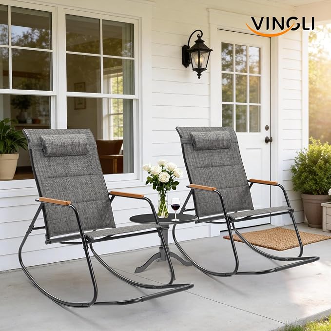 VINGLI Outdoor Rocking Chair, Textilene Mesh Patio Rocker, Outdoor Rocker - Image 8