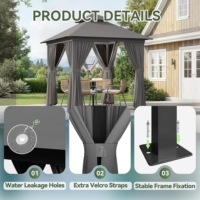 Aoxun 8x8FT Metal Frame Outdoor Gazebo, Dark Gray | UPF50+ Protection 50×50mm - Image 7