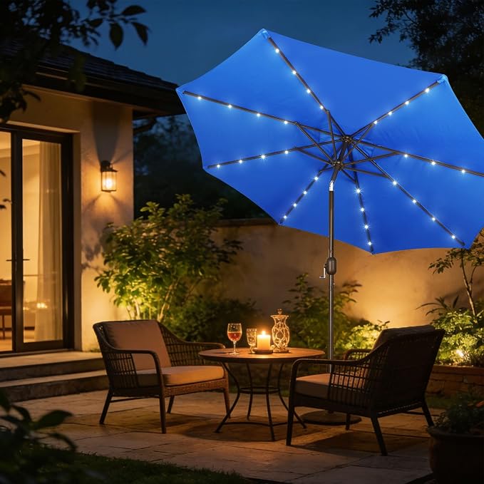 9 ft Solar Umbrella, Patio Umbrella - Image 6