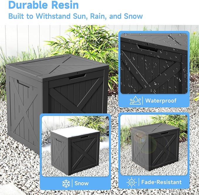 40 Gallon Outdoor Storage Box Waterproof, UV Resistant Resin Deck Box - Image 4