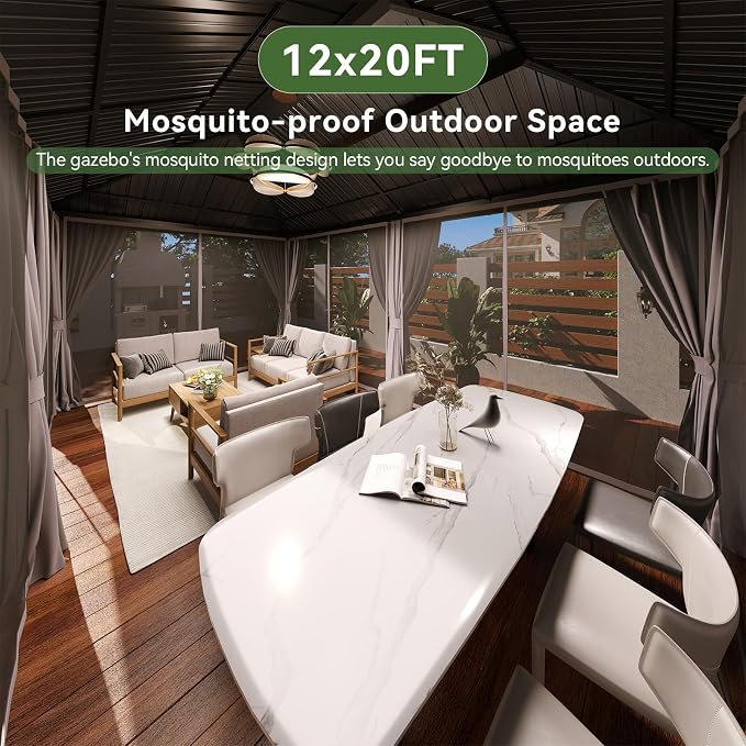 Aoxun Gazebo 20x12 Hardtop Gazebo - Image 3