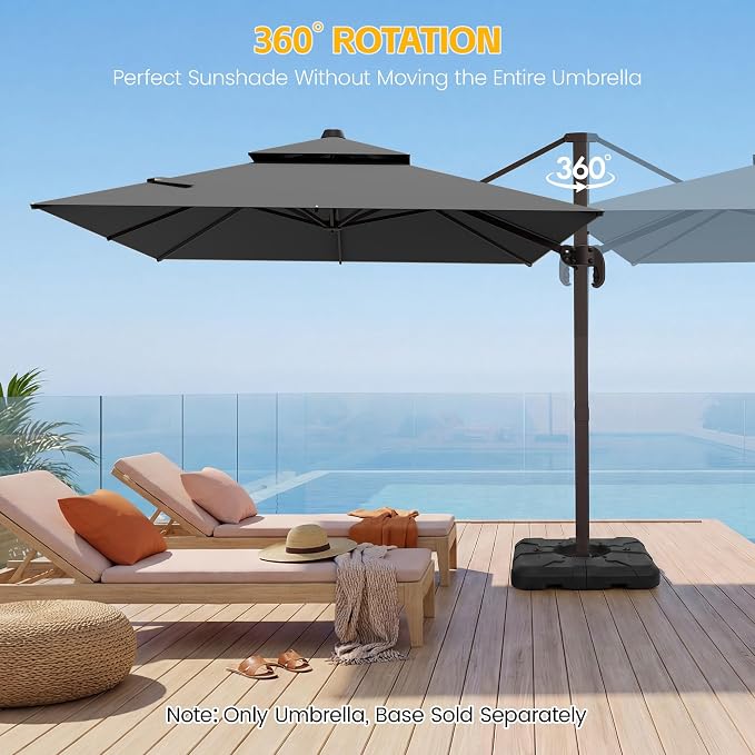 9x12 FT Patio Cantilever Umbrella, Rectangular Heavy Duty Offset Umbrella - Image 5