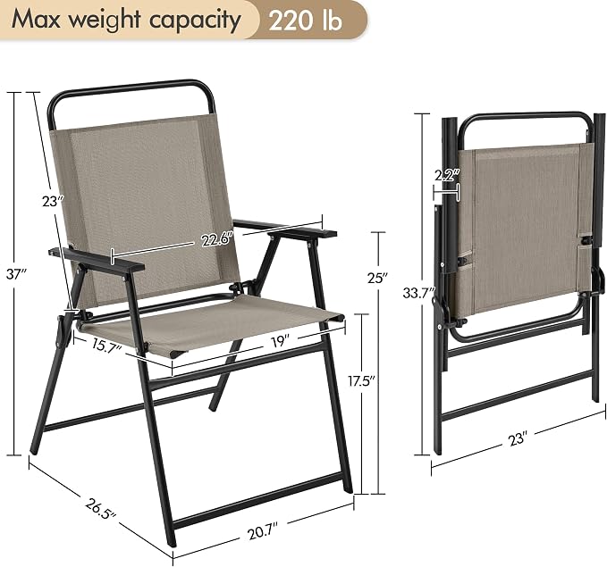 Yaheetech Outdoor Chairs Set of 2, Folding Patio Chairs - Image 3