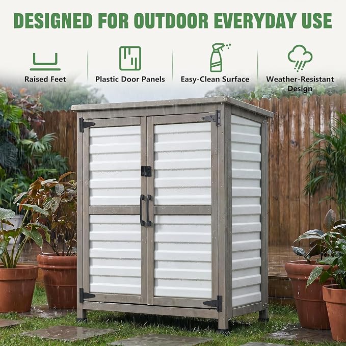 Ketive Outdoor Storage Cabinet, 2-Tier Garden Cabinet - Image 7