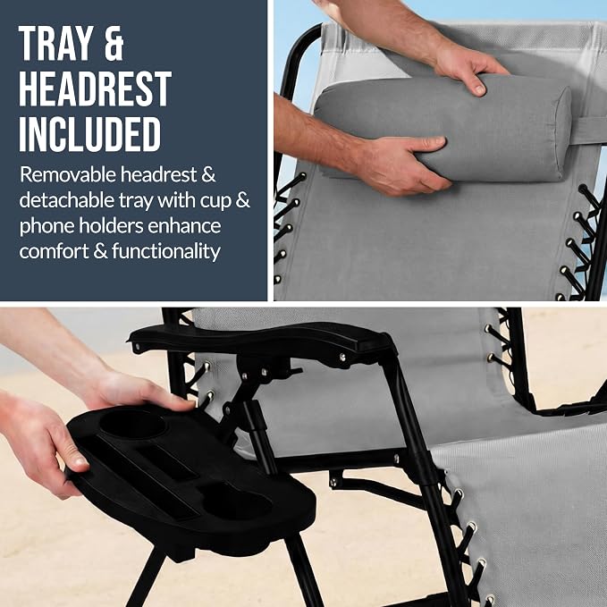 Best Choice Products Set of 2 Extra Wide Adjustable Steel Mesh Zero Gravity - Image 8