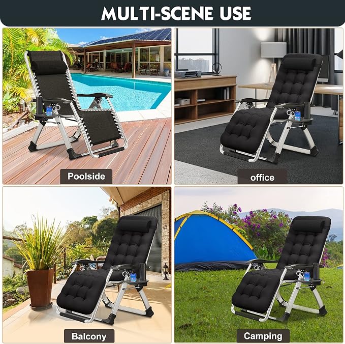 MOPHOTO Zero Gravity Chair, Outdoor Padded Lounge Chair - Image 6