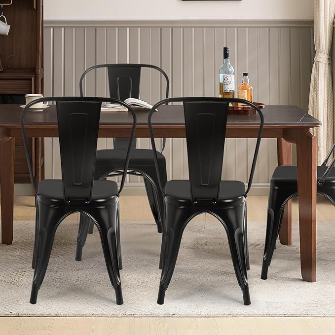 FDW | Metal Dining Chairs | Set of 4 - Image 2