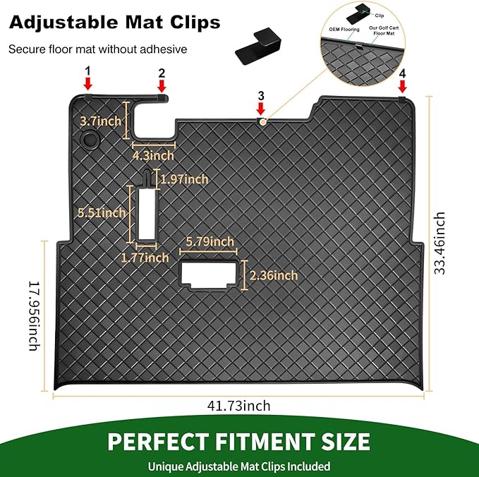 Golf Cart Floor Liner Mat 8mm Thick Rubber Full Coverage Fit for EZGO TXT (1994-2025), Express S4 (2012-2020), Cushman Workhorse, EX1 (2020), Valor, Navitas, Some Star Carts Mats Replacement