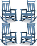 Oversized Outdoor Rocking Chair Set of 4, HDPE Patio Rockers by KINGYES