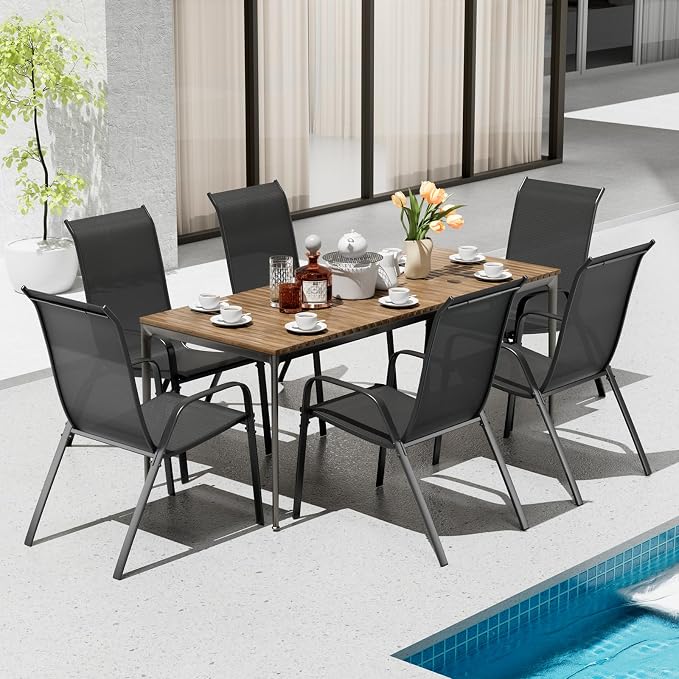 TLSUNNY Patio Chair, Outdoor Stackable Textilene Chairs Set of 6, - Image 9