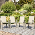 Outdoor Patio Chairs Set of 4, Ivory Beige Stackable Outdoor Chairs, by Home