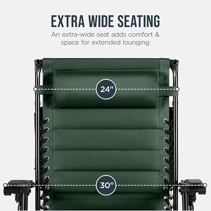 Best Choice Products Oversized Padded Zero Gravity Chair w/Canopy Headrest Cup - Image 5