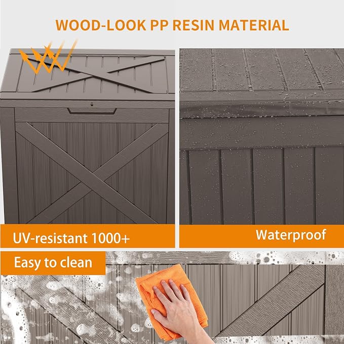 32 Gallon Waterproof Resin Deck Box, UV Resistant Outdoor Storage - Image 5