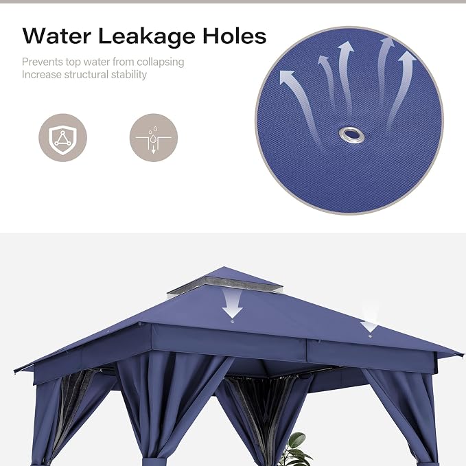 8'x8' Outdoor Gazebo, Heavy Duty Metal Frame Patio Canopy - Image 6