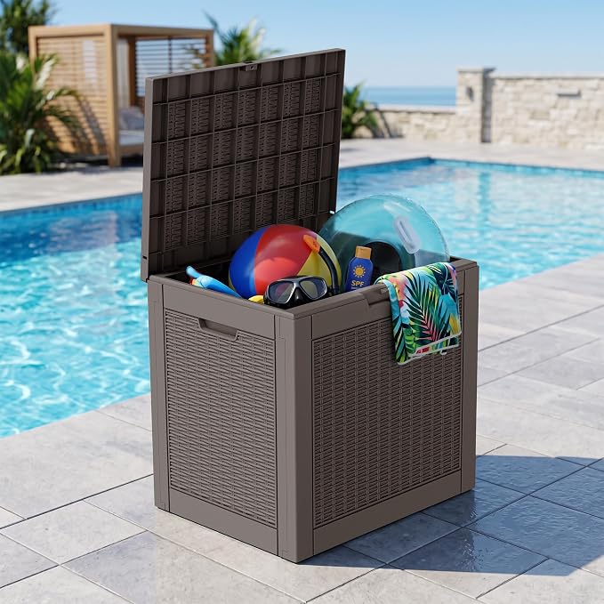 Outdoor Storage Box, 30 Gallon Resin Deck Boxes Outdoor Waterproof - Image 7