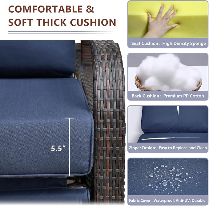 Indoor Outdoor All-Weather PE Wicker Adjustable Reclining Lounge Chair - Image 6