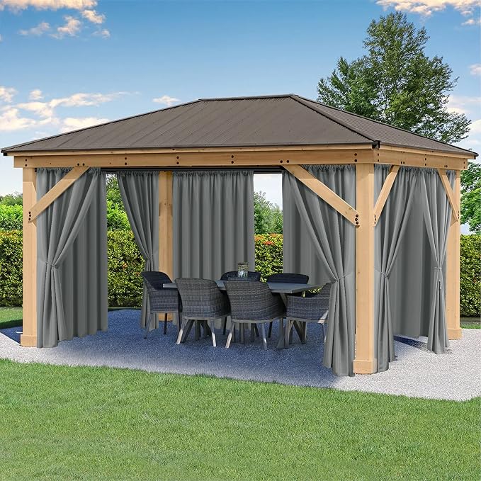 Outdoor Curtains for Patio Waterproof Rod Pocket 6 Pcs 54x120 Inch Grey | by HolidayIdeas