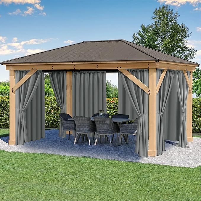 Outdoor Curtains for Patio Waterproof Rod Pocket 6 Pcs 54x108 Inch Grey | by HolidayIdeas