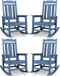 SERWALL Oversized Outdoor Rocking Chairs Set of 4, Patio Rocker Unique Blue | by SERWALL