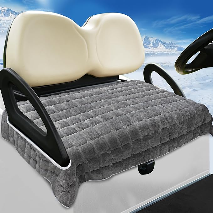 YOKYHOM Golf Cart Seat Covers, Supreme Comfort Golf Cart Seat Towel Blanket, Heavyweight Deep-Pile, Fits EZGO, Yamaha, Club Car and More 2-Seat Carts, 50"x 27.5", Dark Gray
