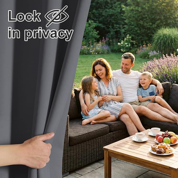 RYB HOME Outdoor Curtains for Patio Waterproof Privacy Thermal Insulated | - Image 3
