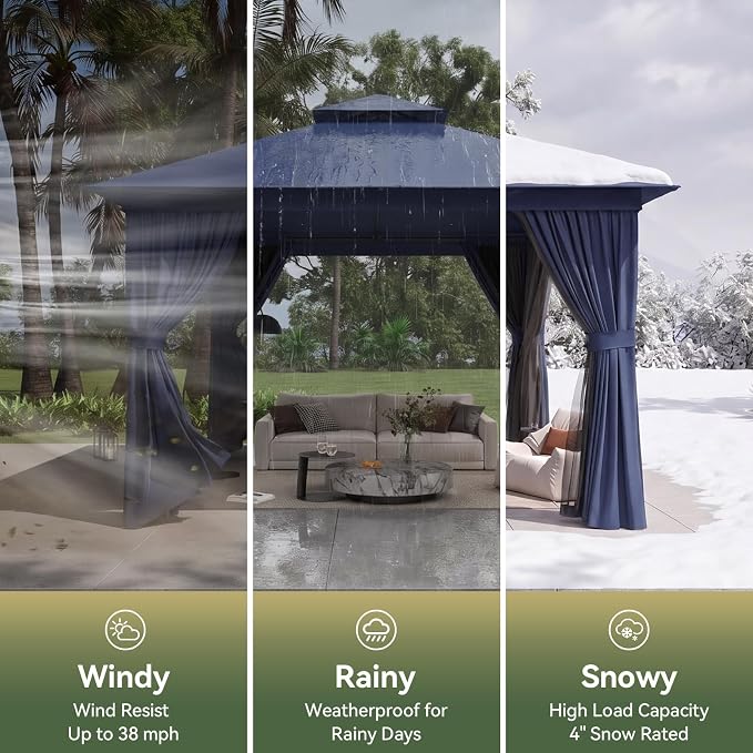 10'x10' Gazebo, Metal Frame Canopy - Image 6