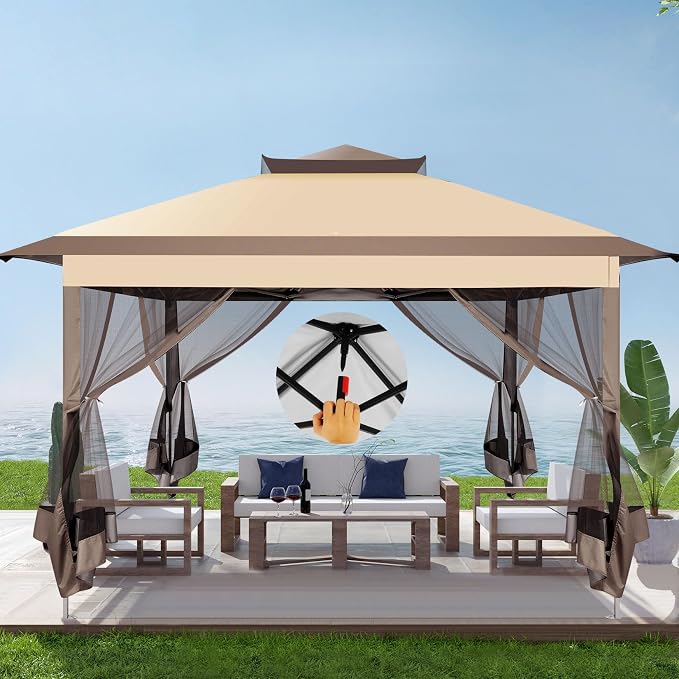 COBIZI Pop Up Gazebo 11x11 Canopy Tent, Outdoor Screened Gazebo Shelter by COBIZI