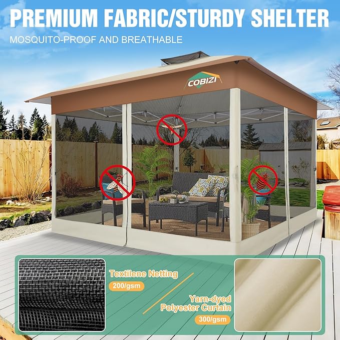 COBIZI 13x13 Pop Up Canopy Tent Gazebos On Clearance Upgrade Metal Outdoor - Image 4