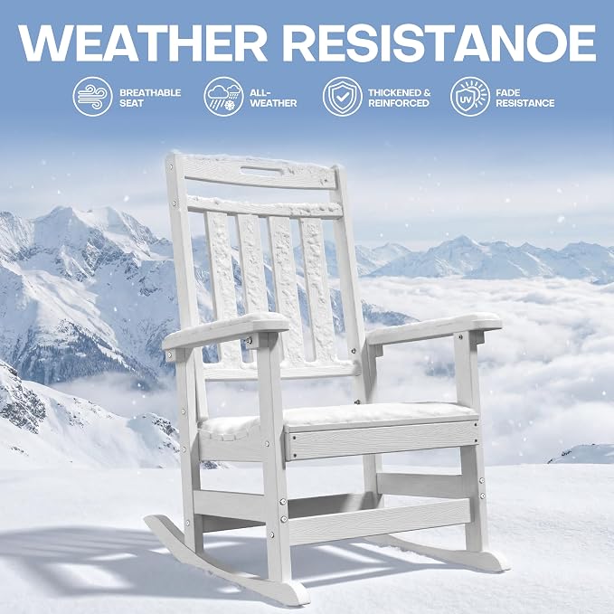Oversized HDPE Outdoor Rocking Chair Set of 2, All-Weather, Extra Large & Extra - Image 4