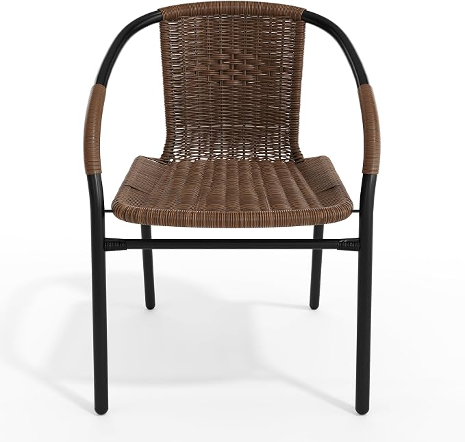 Flash Furniture Lila Medium Brown Rattan Indoor-Outdoor Restaurant Stack Chair - Image 10