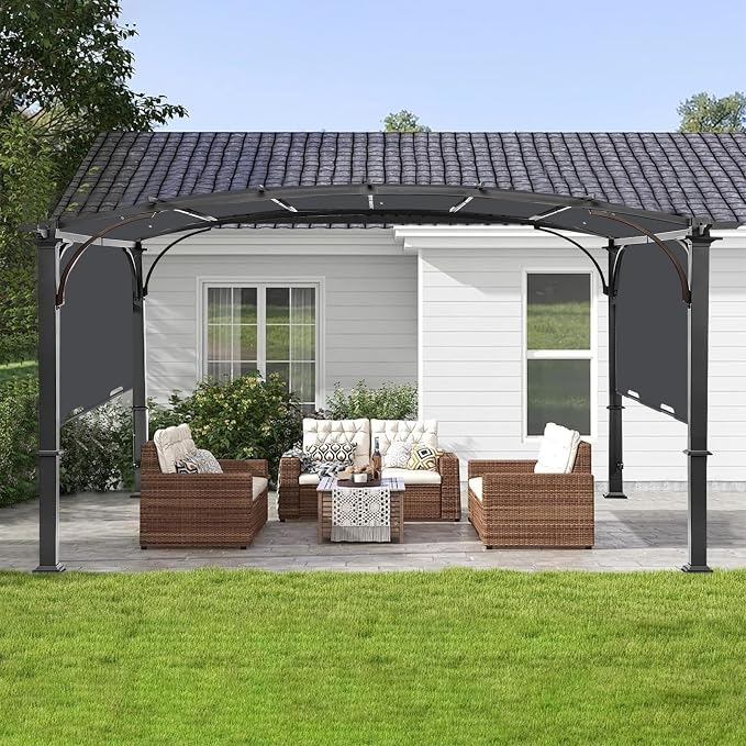 200x103 in Pergola Canopy Replacement Shade Cover Only, Dark Gray | Fits 10x10 - Image 6