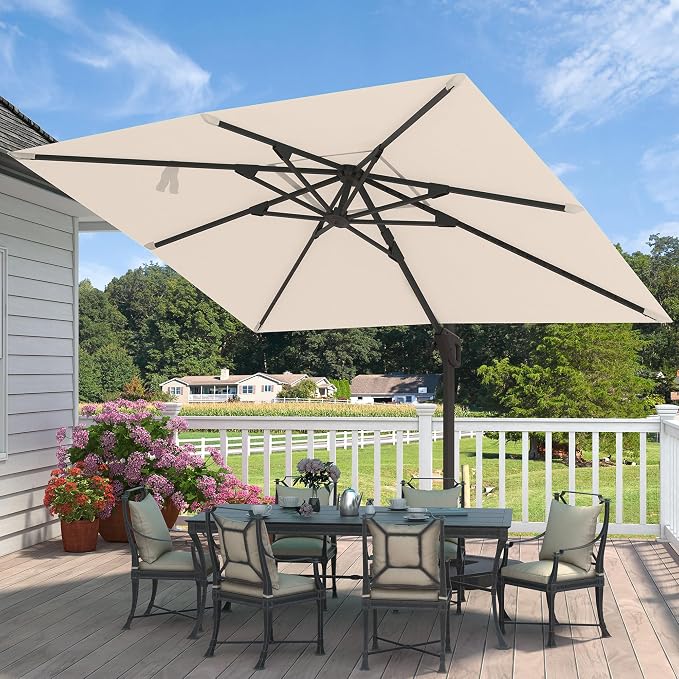9' X 12' Cantilever Patio Umbrella Rectangular Outdoor Umbrellas | Heavy Duty - Image 8