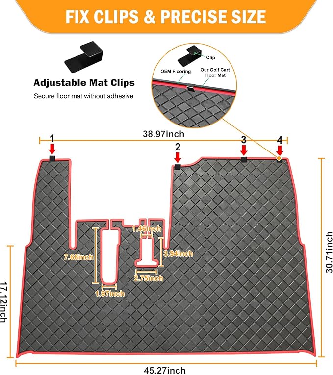 Golf Cart Floor Mat for Yamaha,Customize Non-Slip Full Coverage Liner Matt Replacement Fits to Yamaha G29/Drive, Drive2,Adventurer,QuieTech 2017+,Durable Easy to Clean