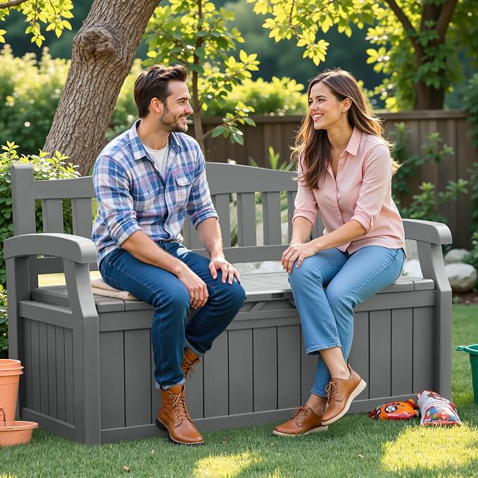 Flamaker 80 Gallon Storage Bench, Deck Box - Image 6